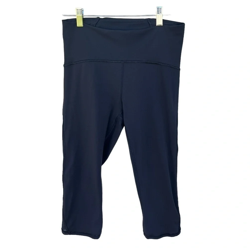 Lululemon Train Times Crop Leggingg 17” W6ADDS Black Mesh Women’s Size 8 GUC
